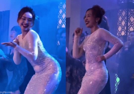 베트남의 한 결혼식장에서 화려한 드레스를 입고 유쾌하게 춤추는 여성 영상이 현지에서 화제가 됐다.<베트남 매체 'Docnhanh' 보도 캡처>